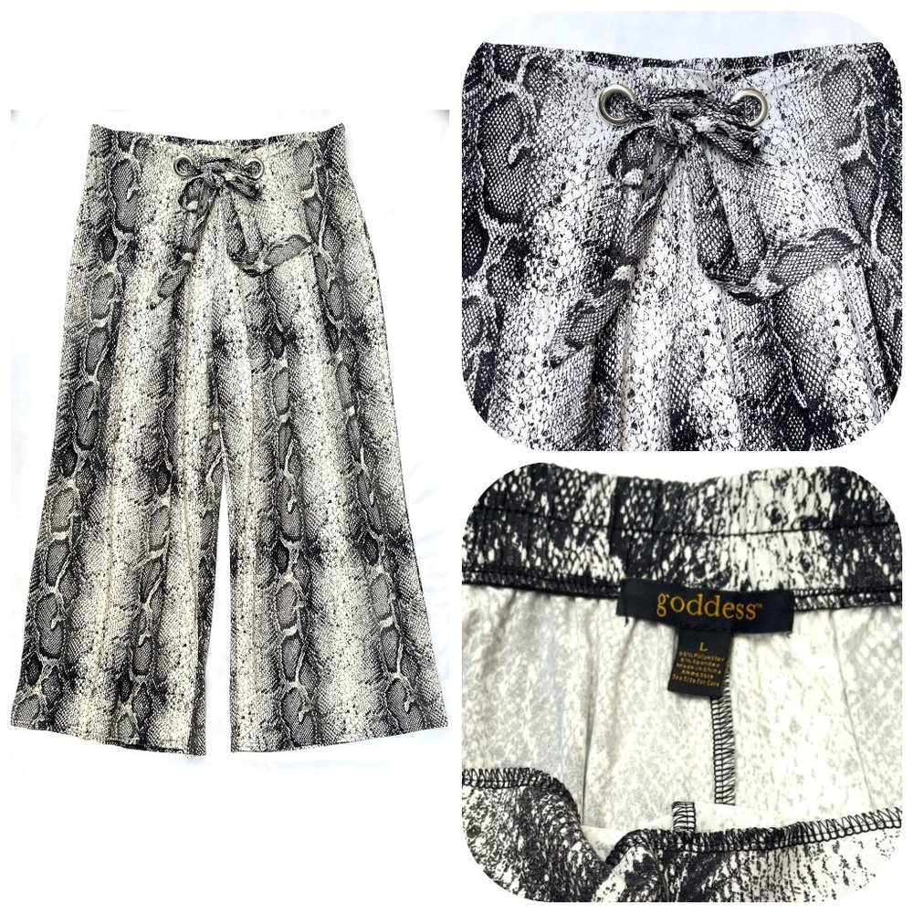 Goddess counter pleat snake print wide leg  pants